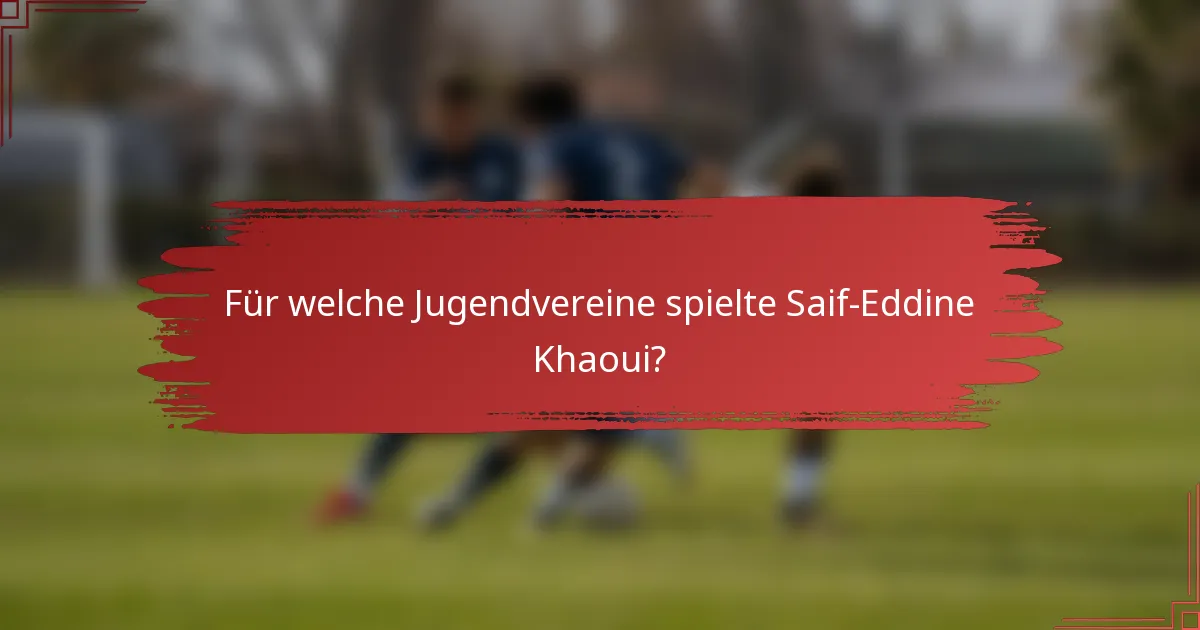 Für welche Jugendvereine spielte Saif-Eddine Khaoui?