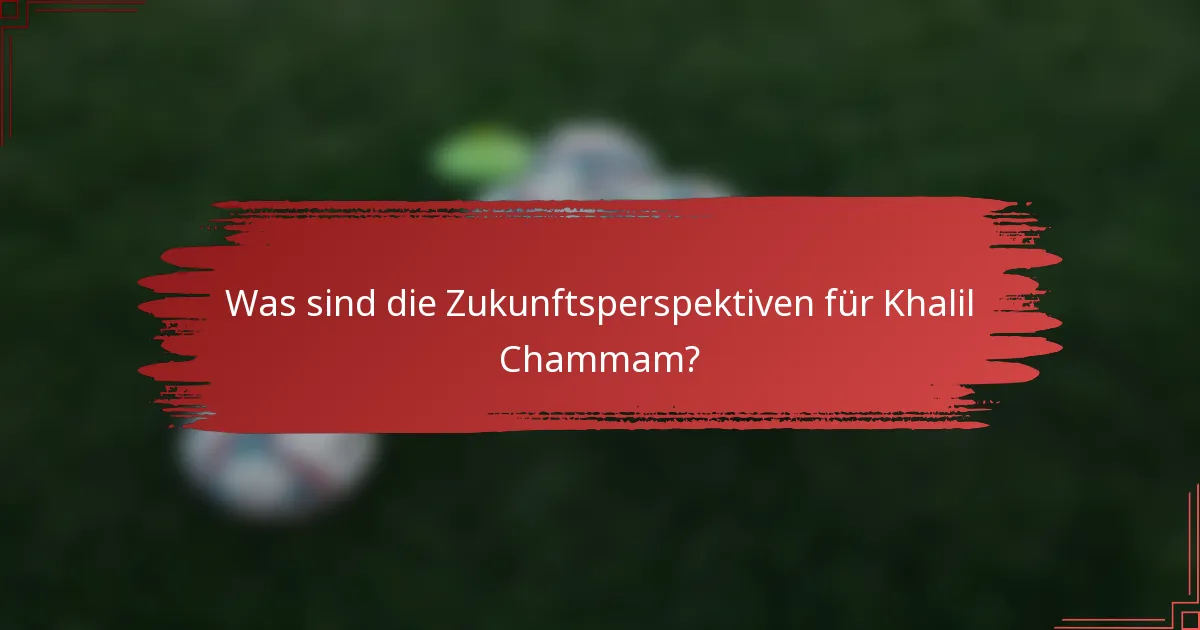 Was sind die Zukunftsperspektiven für Khalil Chammam?