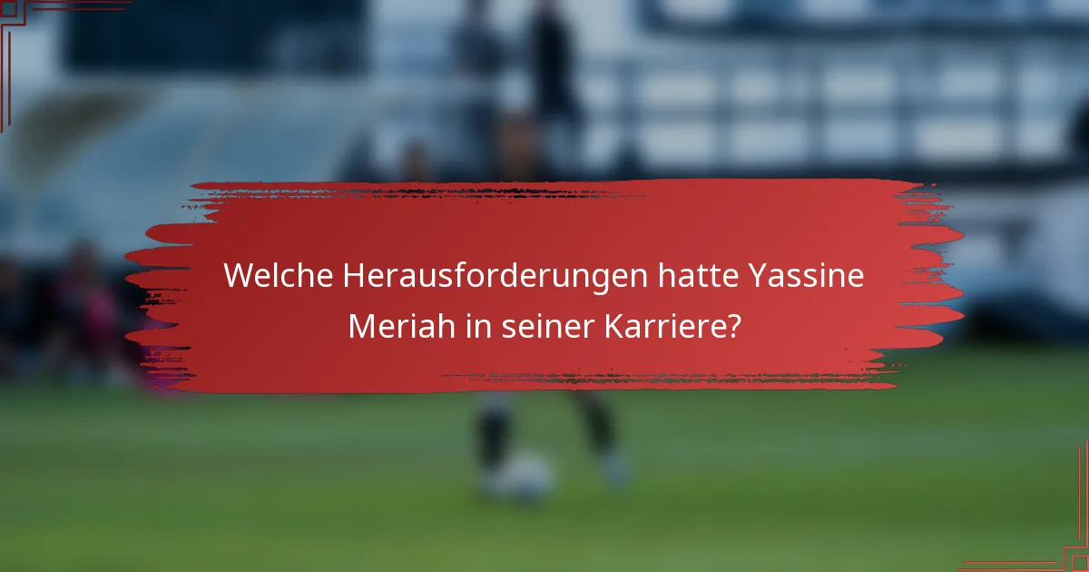 Welche Herausforderungen hatte Yassine Meriah in seiner Karriere?